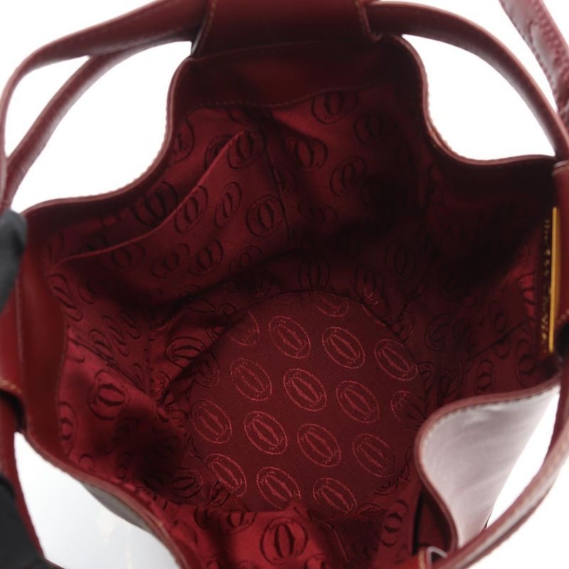 Cartier Shoulder Bag Must Line Bordeaux Leather Must Drawstring Shoulder Bag