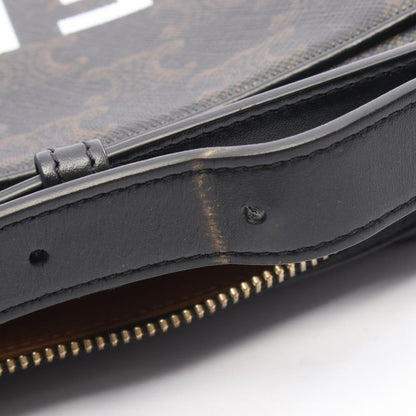 Celine Shoulder Bag Triomphe Medium Messenger Bag 194502 Black PVC Coated