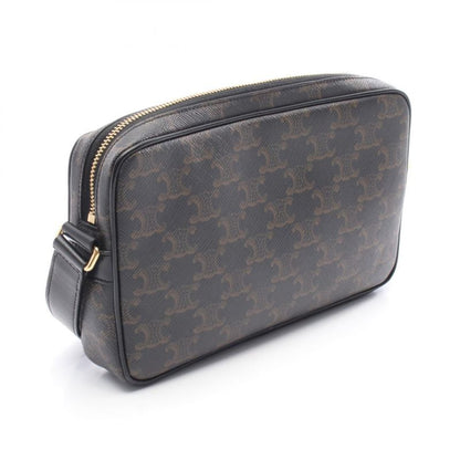 Celine Shoulder Bag Triomphe Medium Messenger Bag 194502 Black PVC Coated