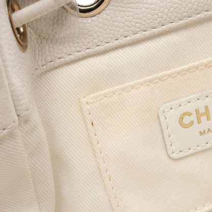 Chanel Shoulder Bag Matelasse Bucket Bag As2353 White Leather Matelasse Bucket