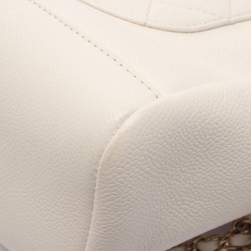 Chanel Shoulder Bag Matelasse Bucket Bag As2353 White Leather Matelasse Bucket