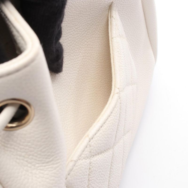 Chanel Shoulder Bag Matelasse Bucket Bag As2353 White Leather Matelasse Bucket