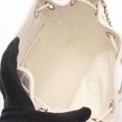 Chanel Shoulder Bag Matelasse Bucket Bag As2353 White Leather Matelasse Bucket