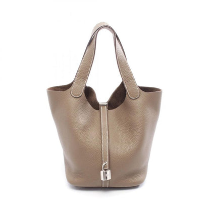 Hermes Handbag Picotan Lock MM Etoupe Leather Picotan Lock MM Etoupe Ladies