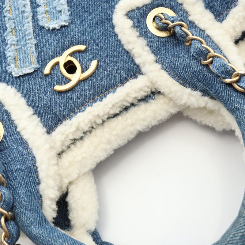 Chanel Tote Bag Large Shopping As0759 Denim Blue Mouton