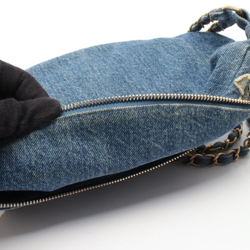 Chanel Waist Bag Body Denim Blue Coco Charm