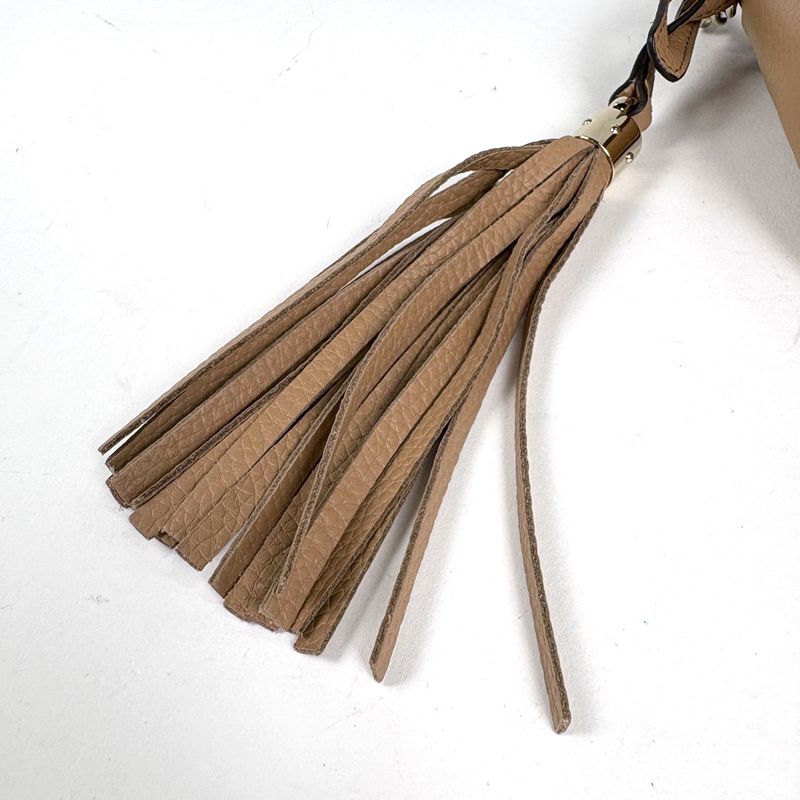 Gucci Soho Shoulder Bag Tassel Fringe Interlocking G Shoulder Bag Leather Camel
