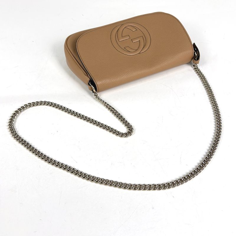 Gucci Soho Shoulder Bag Tassel Fringe Interlocking G Shoulder Bag Leather Camel