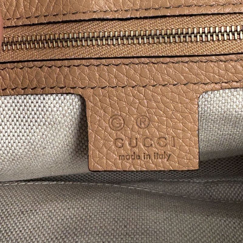 Gucci Soho Shoulder Bag Tassel Fringe Interlocking G Shoulder Bag Leather Camel