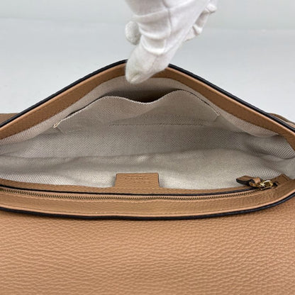 Gucci Soho Shoulder Bag Tassel Fringe Interlocking G Shoulder Bag Leather Camel