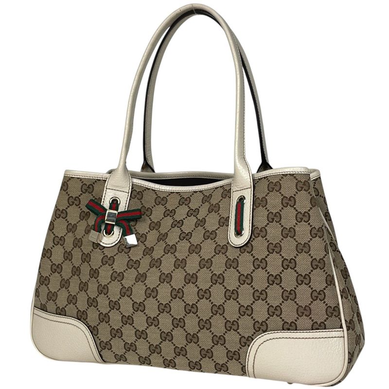 Gucci Princey Tote Bag Ribbon Shoulder Bag Sherry Line Web Tote Bag GG Canvas