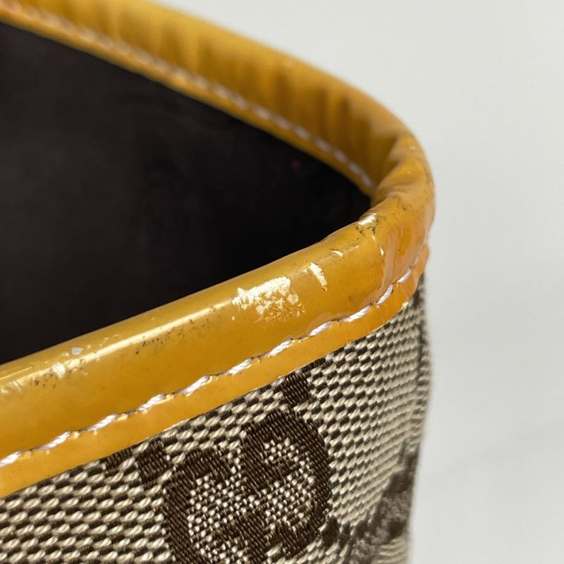 Gucci GG Pattern Tote Bag Sherry Line Enamel Tote Bag GG Canvas Beige Yellow