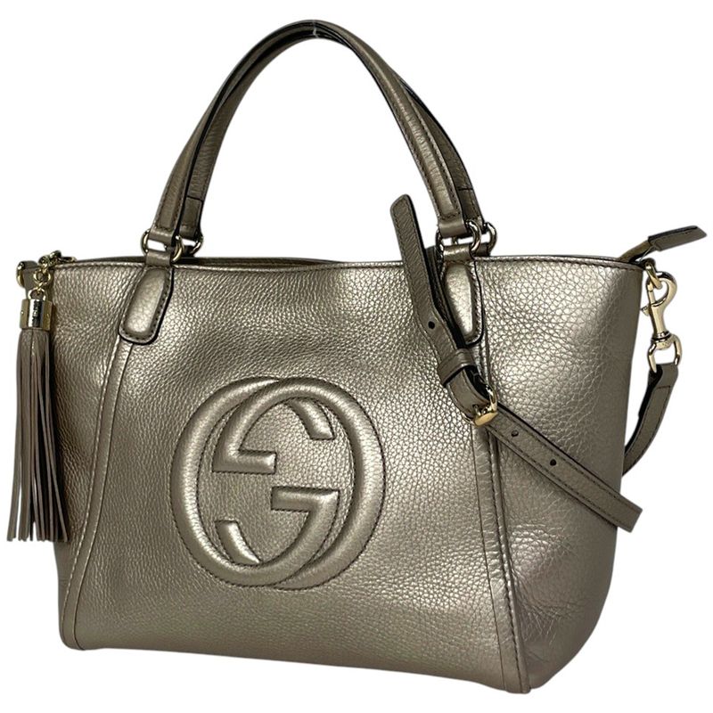 Gucci Soho Handbag 2WAY Shoulder Bag Handbag Leather Gold 369176 Ladies