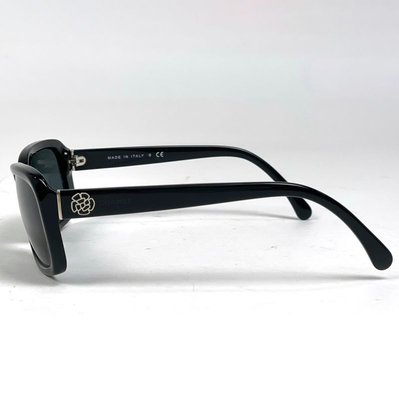 Chanel Camellia Sunglasses Logo Eyewear Sunglasses Plastic Black 5247-a Women's