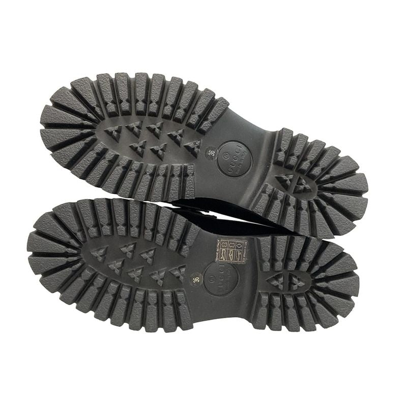 Gucci Loafers 36 Women's With Horsebit Women's Loafers 764211 Black Thick Sole