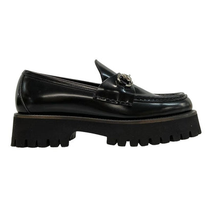 Gucci Loafers 36 Women's With Horsebit Women's Loafers 764211 Black Thick Sole