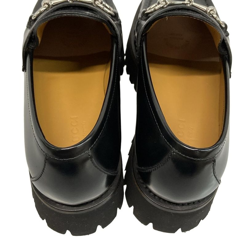 Gucci Loafers 36 Women's With Horsebit Women's Loafers 764211 Black Thick Sole