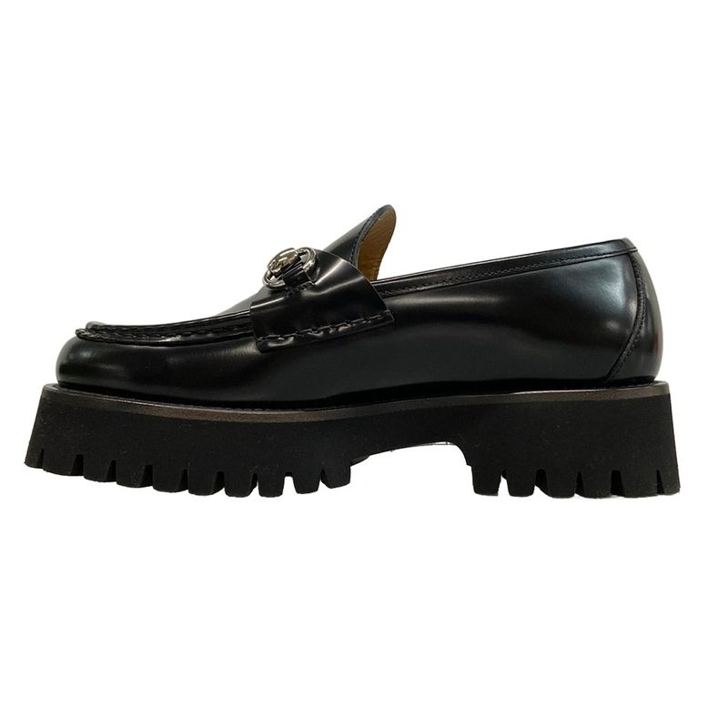 Gucci Loafers 36 Women's With Horsebit Women's Loafers 764211 Black Thick Sole