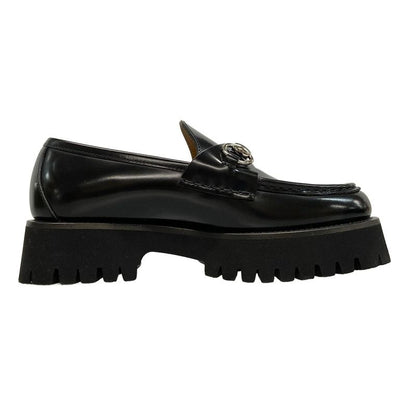 Gucci Loafers 36 Women's With Horsebit Women's Loafers 764211 Black Thick Sole