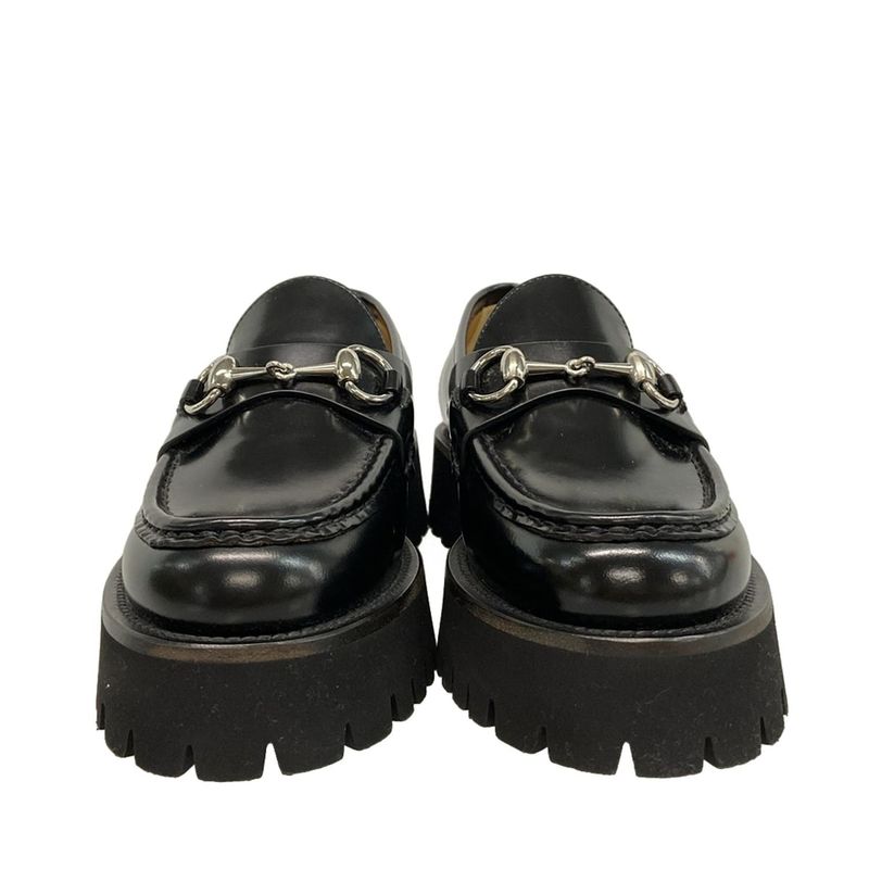 Gucci Loafers 36 Women's With Horsebit Women's Loafers 764211 Black Thick Sole