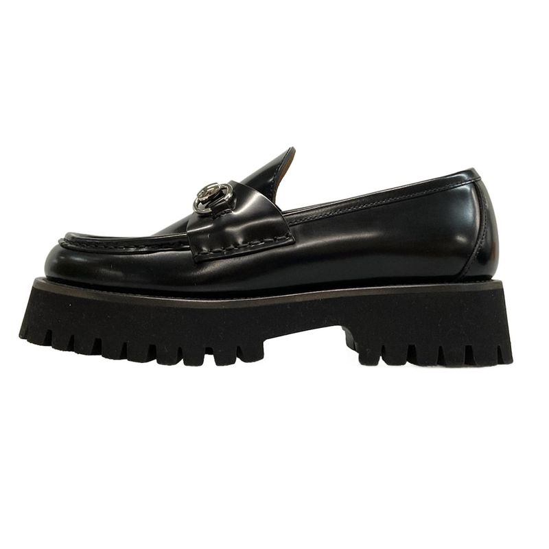 Gucci Loafers 36 Women's With Horsebit Women's Loafers 764211 Black Thick Sole