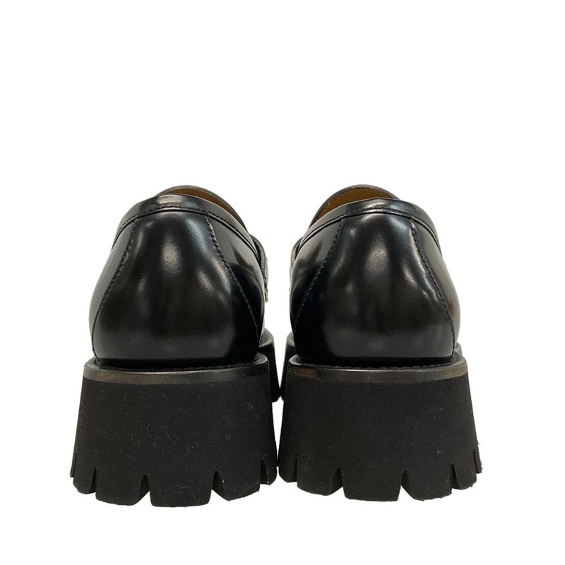 Gucci Loafers 36 Women's With Horsebit Women's Loafers 764211 Black Thick Sole