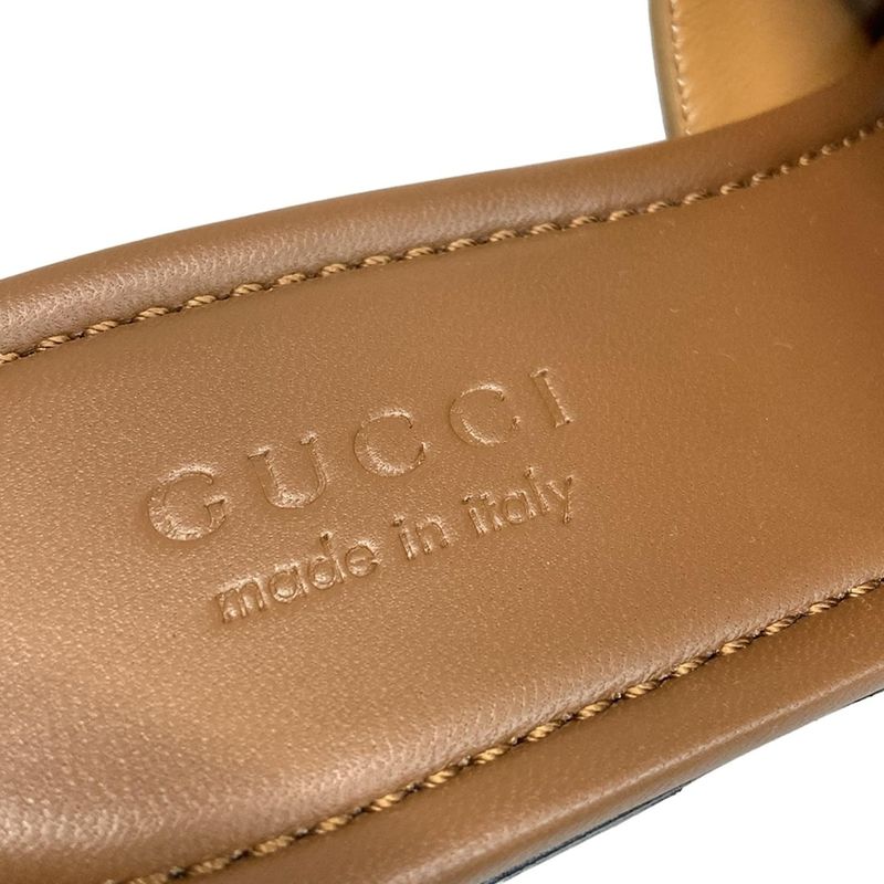 Gucci Mule 38 - 834427 Brown X Beige X Gold Horsebit Leather