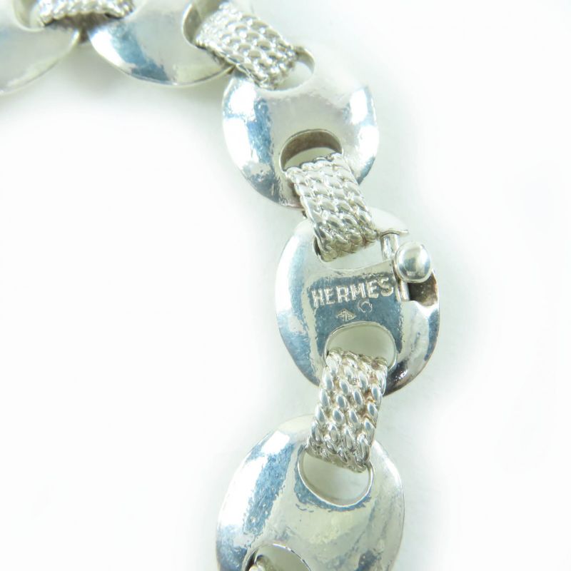 Hermes Vintage Schrois 925 Bangle Accessory Bracelet Silver Weight 51.1g