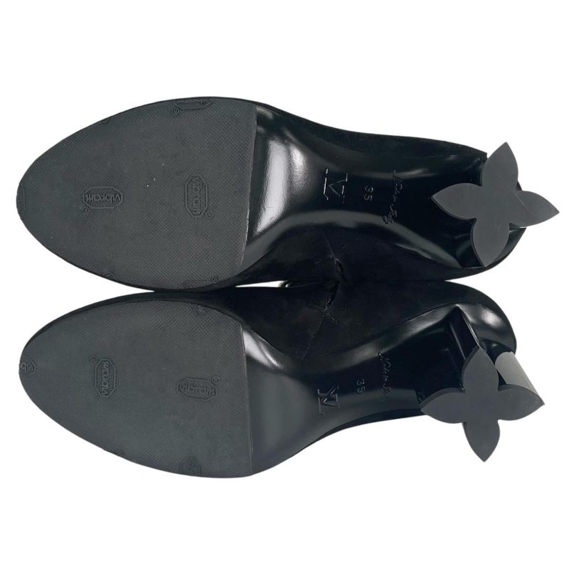 ▲louis Vuitton 2021 1a965s Silhouette Line Suede Leather Ankle Boots Black Gold