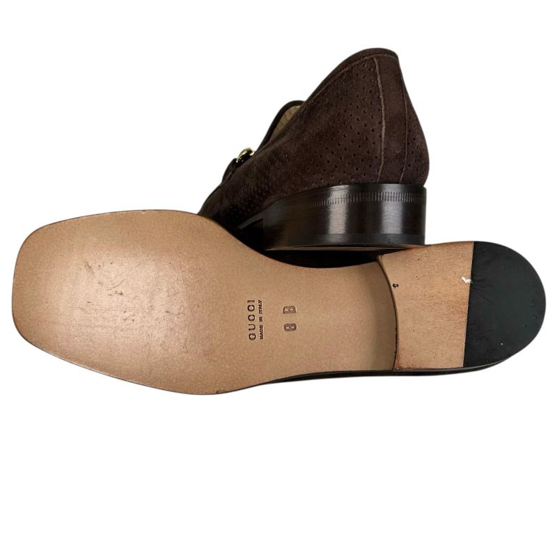 ▲gucci 100 0442 Suede Leather Horsebit Loafer Brown Gold Hardware 8 Boxes/storag