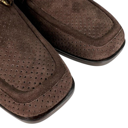 ▲gucci 100 0442 Suede Leather Horsebit Loafer Brown Gold Hardware 8 Boxes/storag