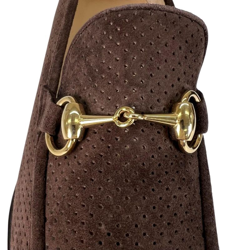 ▲gucci 100 0442 Suede Leather Horsebit Loafer Brown Gold Hardware 8 Boxes/storag
