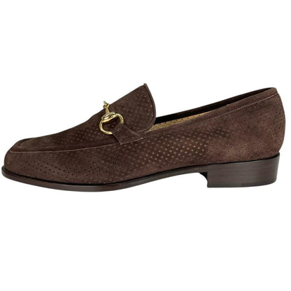 ▲gucci 100 0442 Suede Leather Horsebit Loafer Brown Gold Hardware 8 Boxes/storag