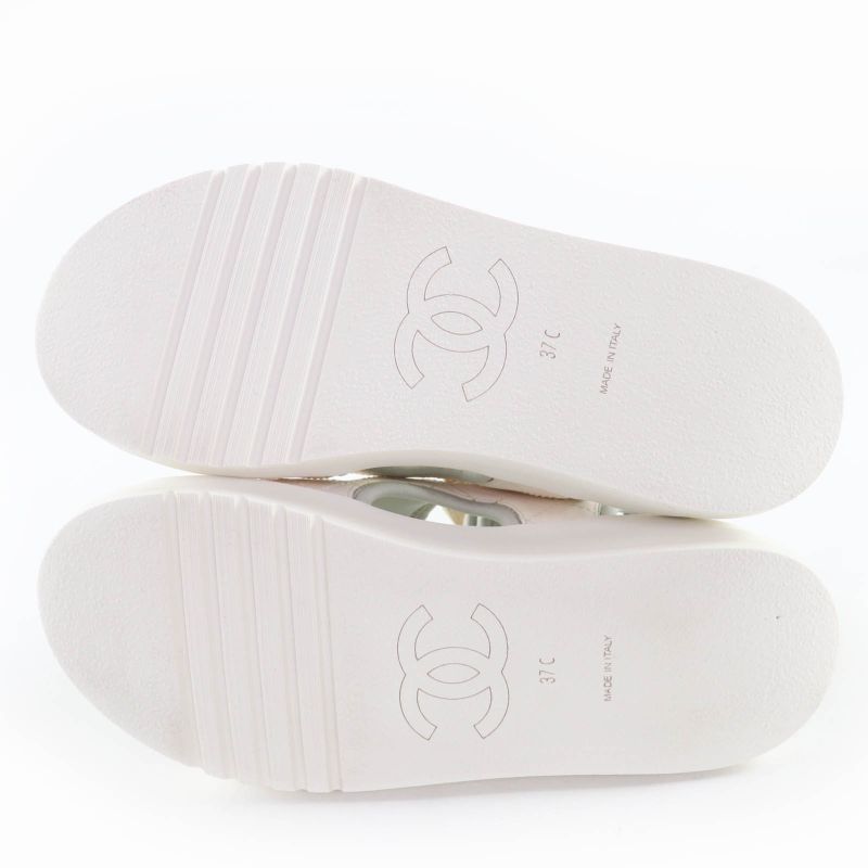 Good Item Chanel 21P G37231 Here Mark Matelasse Velcro Strap Sports Sandals