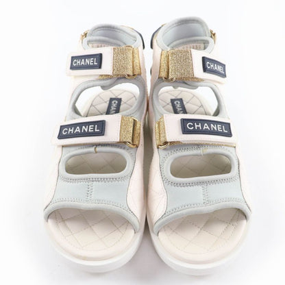 Good Item Chanel 21P G37231 Here Mark Matelasse Velcro Strap Sports Sandals