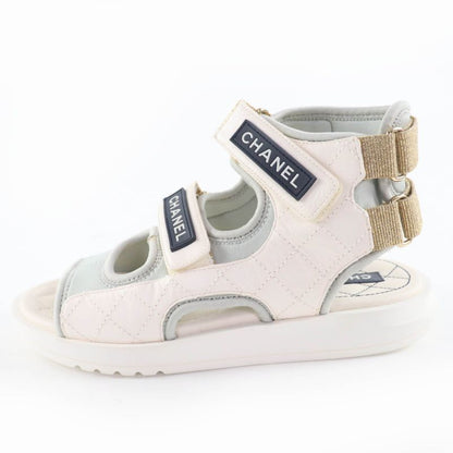 Good Item Chanel 21P G37231 Here Mark Matelasse Velcro Strap Sports Sandals