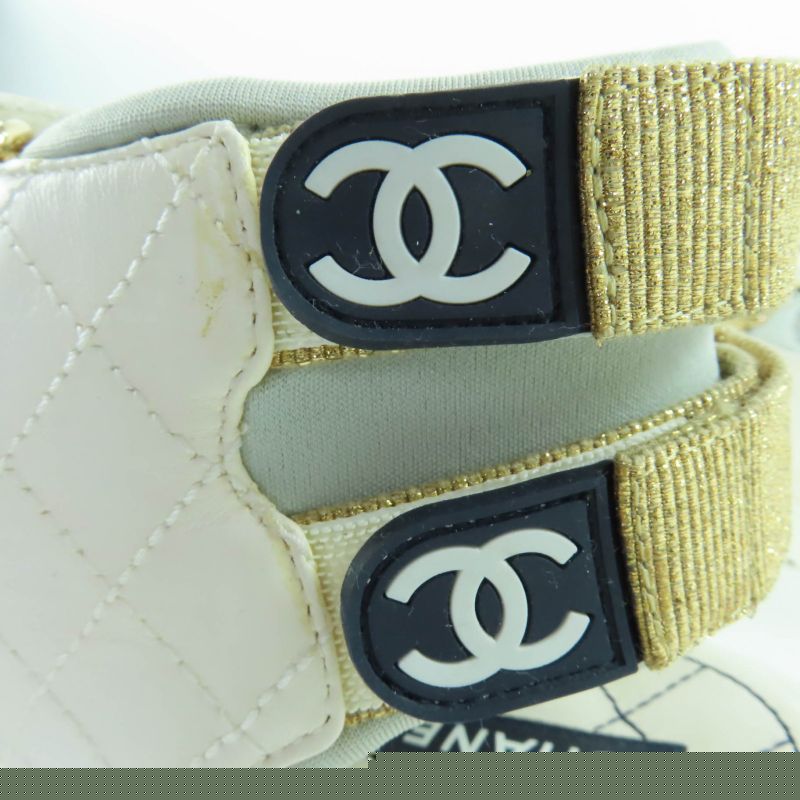 Good Item Chanel 21P G37231 Here Mark Matelasse Velcro Strap Sports Sandals