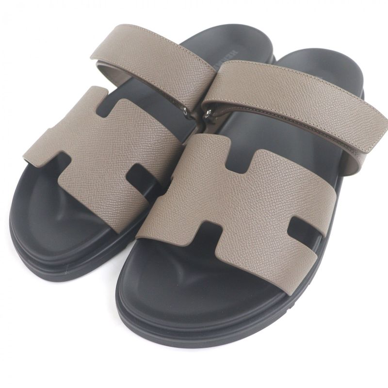 □hermes Chypre Vaux Epson H Logo Design Shower Sandals Slide Sandals Etoupe