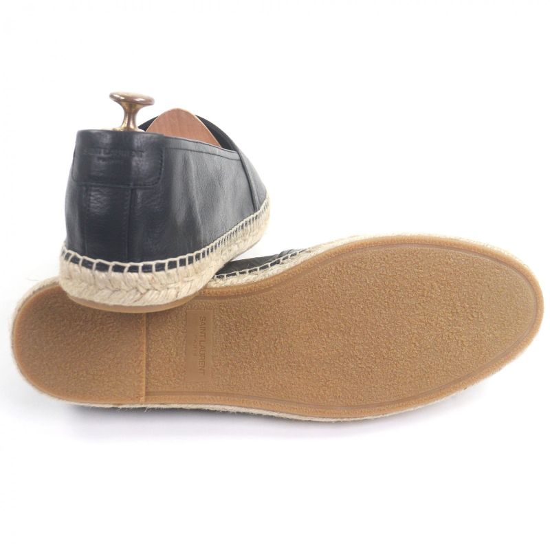 □saint Laurent Paris 509616 Leather Jute YSL Stitch Espadrilles Slip-on Flat