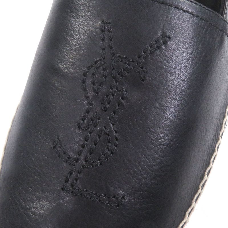 □saint Laurent Paris 509616 Leather Jute YSL Stitch Espadrilles Slip-on Flat