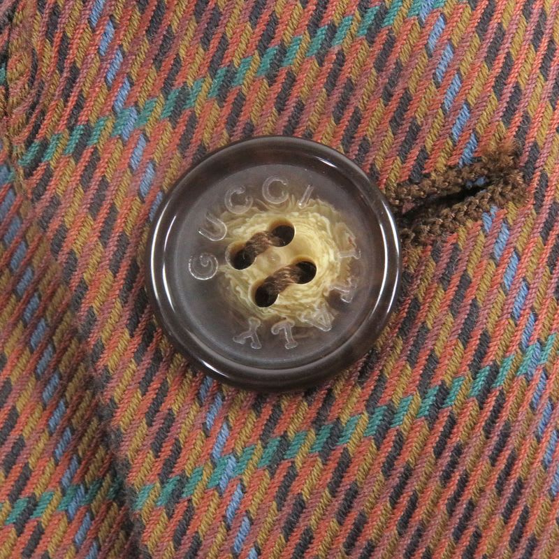 Gucci Vintage Tom Ford Early Plaid Logo Button Single Tailored Jacket Blue