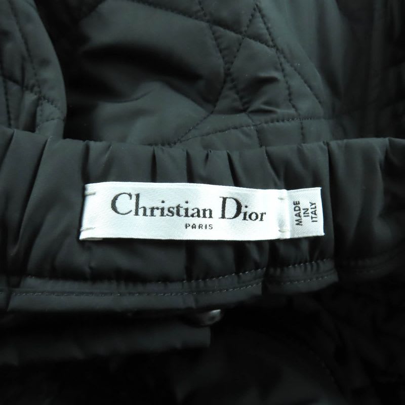 Christian Dior 157 J67 A2827 Micro Cannage Quilted Technical Midi Skirt Black 38