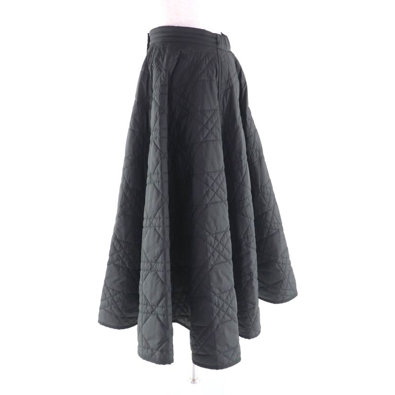 Christian Dior 157 J67 A2827 Micro Cannage Quilted Technical Midi Skirt Black 38