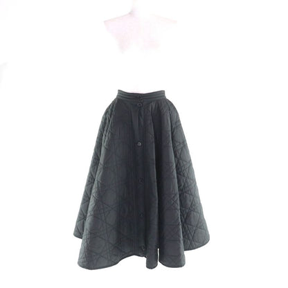Christian Dior 157 J67 A2827 Micro Cannage Quilted Technical Midi Skirt Black 38