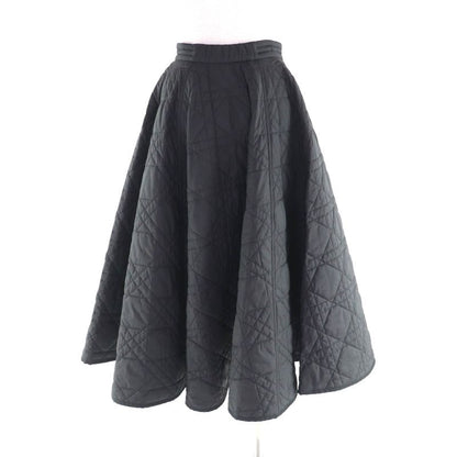 Christian Dior 157 J67 A2827 Micro Cannage Quilted Technical Midi Skirt Black 38