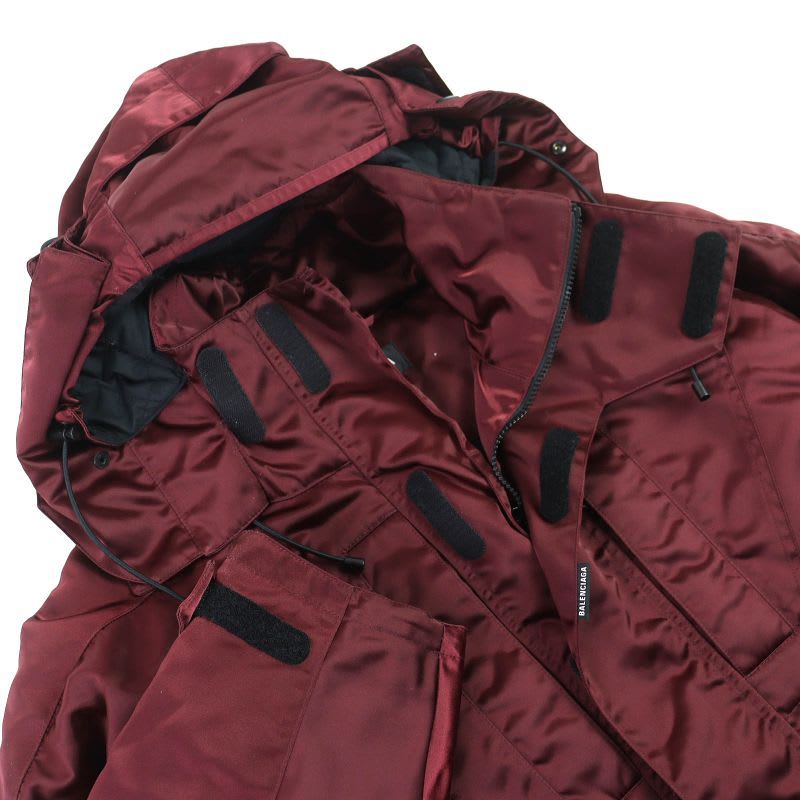 Balenciaga Grape Nylon Oversize Jacket Hooded Padded Coat Bordeaux 42