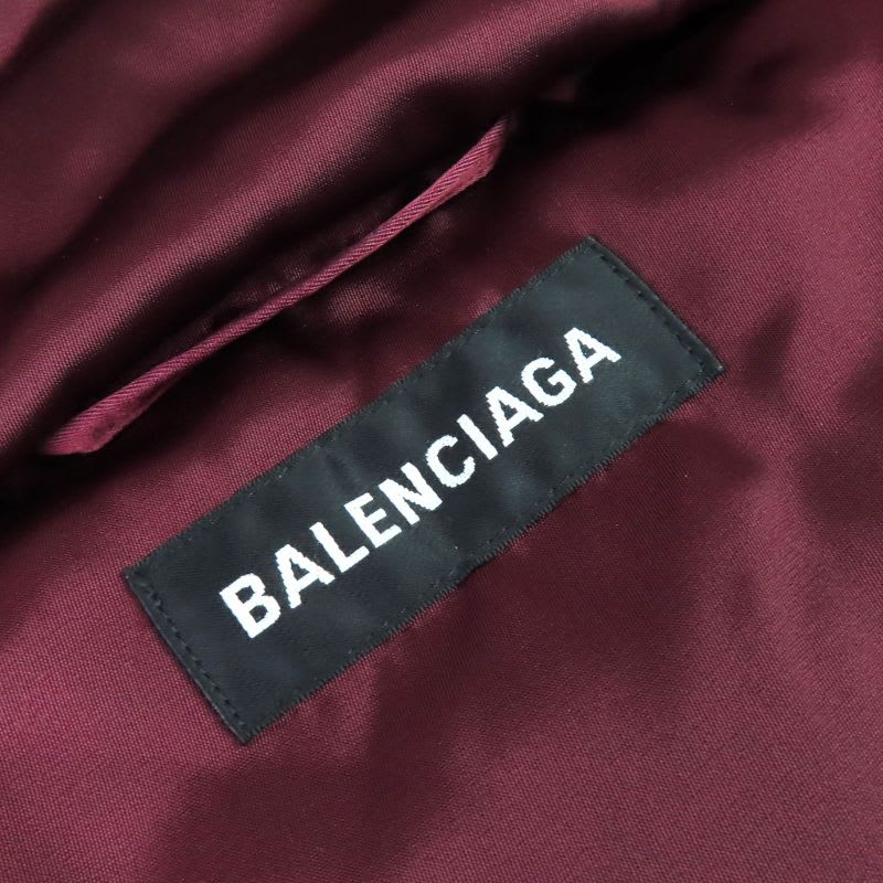 Balenciaga Grape Nylon Oversize Jacket Hooded Padded Coat Bordeaux 42