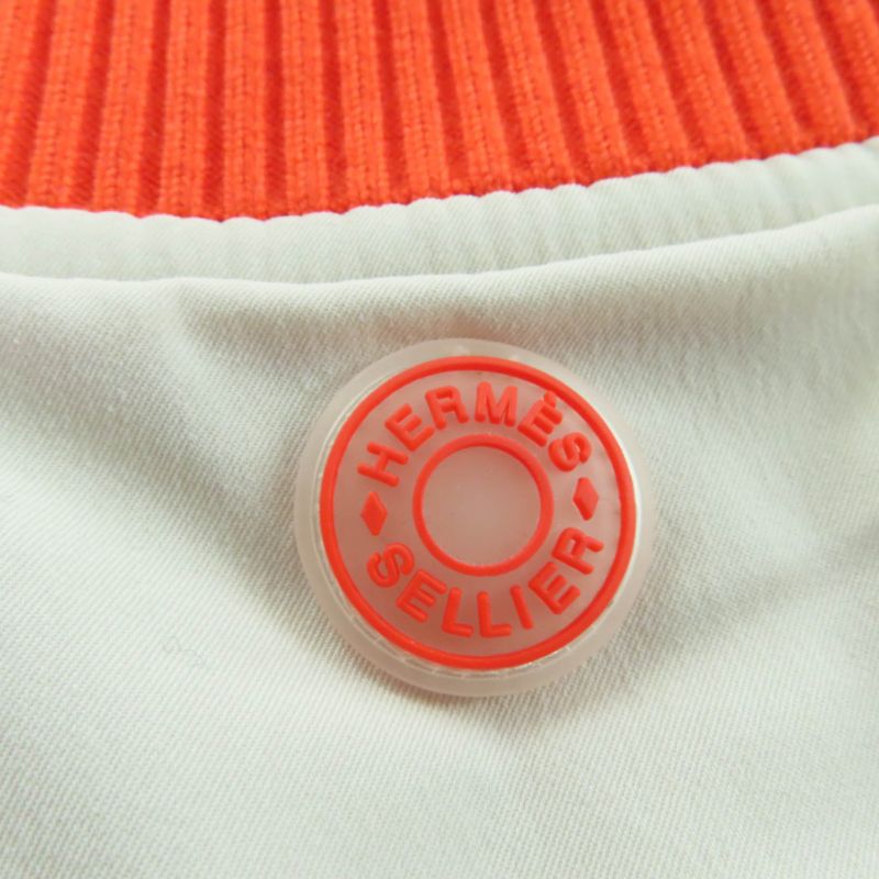Hermes Serie Filled ZIP UP Patted Vest Beige Orange