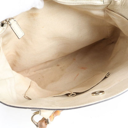 Gucci GG Canvas Bamboo Handbag 282317 Leather Tote Genuine Leather Brown