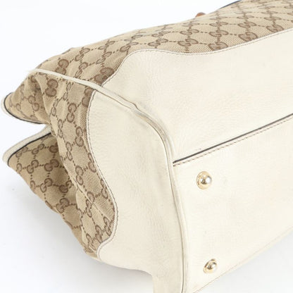 Gucci GG Canvas Bamboo Handbag 282317 Leather Tote Genuine Leather Brown